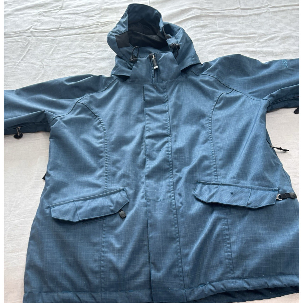 Mens SESSIONS RECCO heavy BLUE coat RIDGE SERIES waterproof w/hood size large